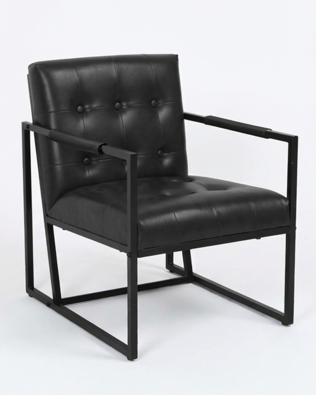 Black PU Leather Tufted Chair