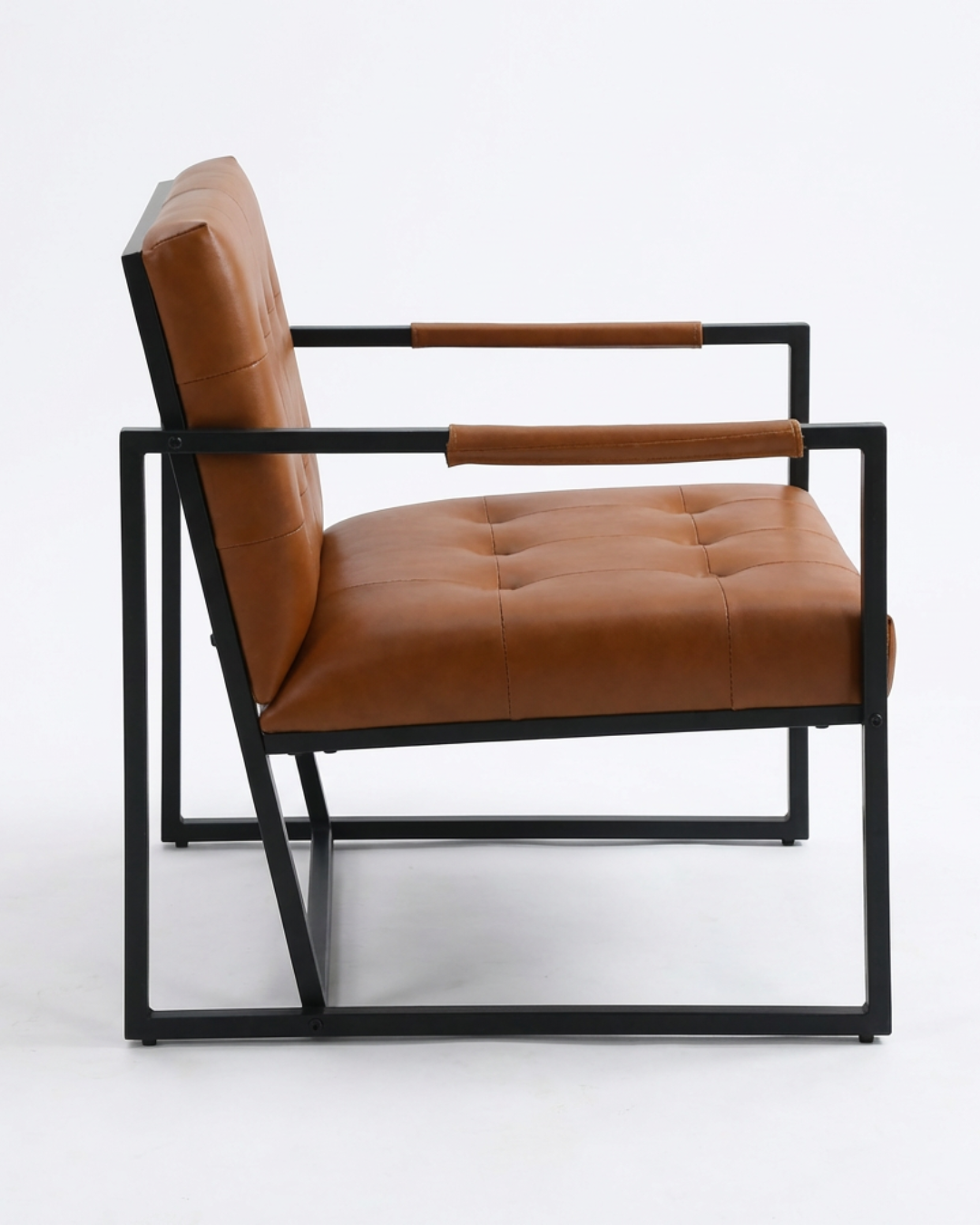 Brown accent chair with sled base