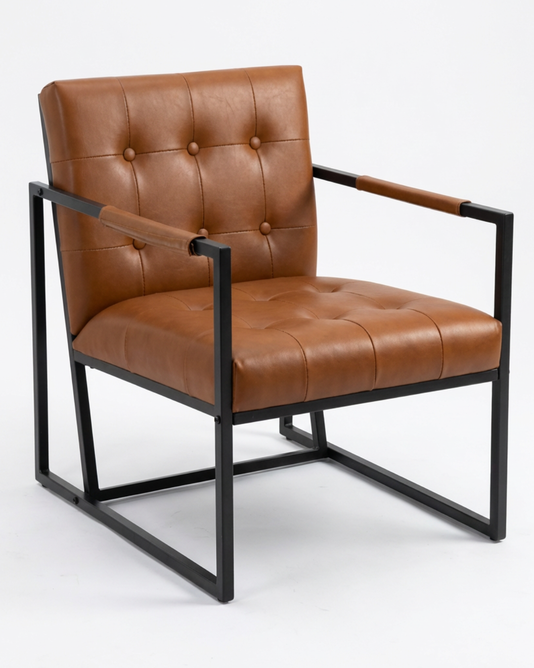PU Leather accent chair Brown and Tufted