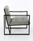 Upholstered grey accent chair with sled base