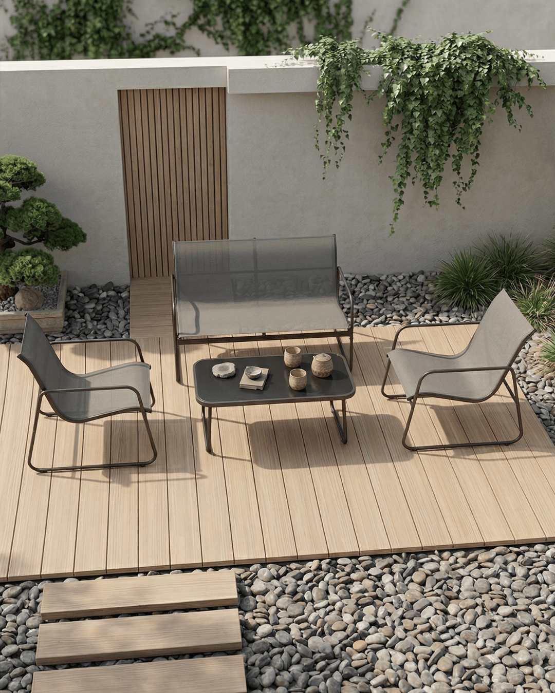 Metal outdoor lounge set Grey Luis