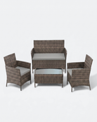 Cedar Brown Outdoor Furniture Set 4 Seater Rattan Garden Furniture Set with Glass Coffee Table