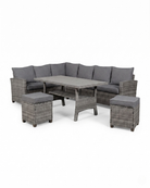 8 seater outdoor furniture set with grey cushions