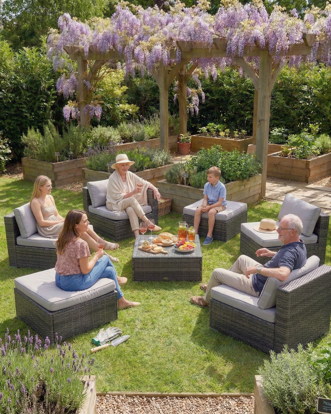 Grey Rattan 6 Seater Modular Garden Sofa