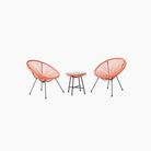 Set of two orange chairs and a small table