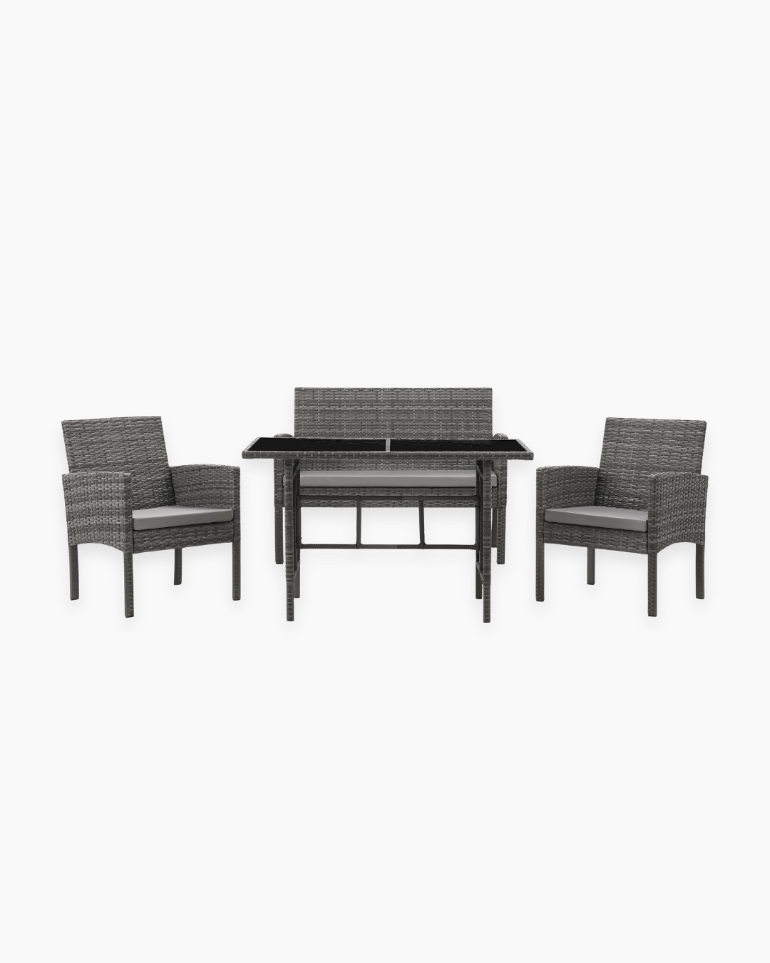Grey Rattan 4 Seater Dining Set