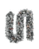 Frosted Christmas garland with lights