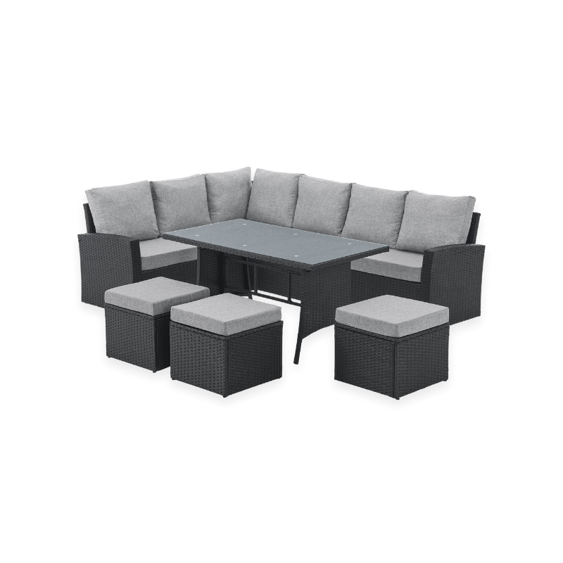 Rattan 9 Seater Sofa & Outdoor Dining Table