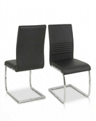 Two black chairs with chrome frames