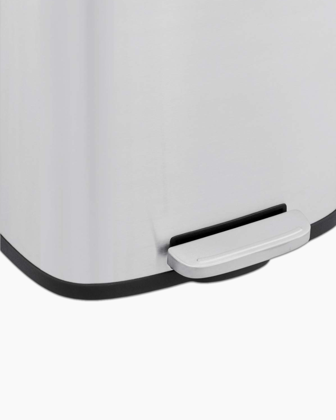 Close-up of a Silver Stainless Steel Pedal Bin