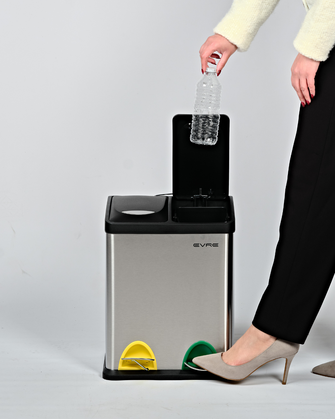 Small Pedal Bin with Dual Compartments