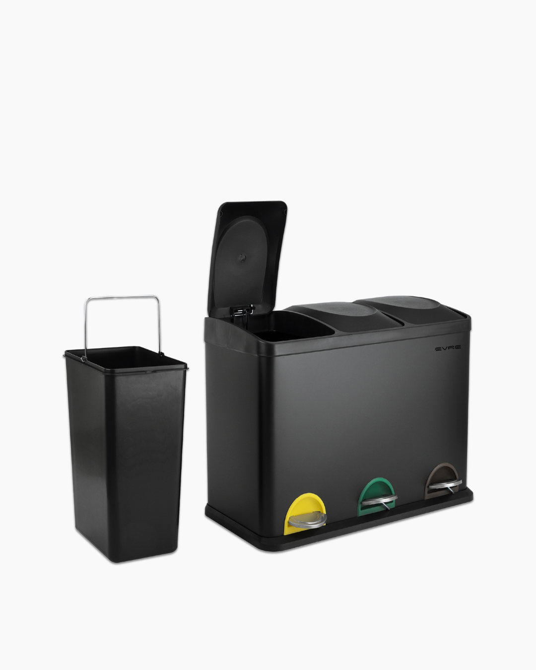 Stainless Steel Recycling Bin with 3 Compartments