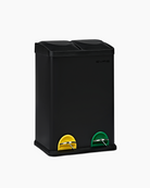 Waste and Recycling Bin 40L Set Black Stainless Steel