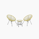 Two yellow chairs and a small table