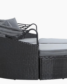 Black wicker day bed with canopy folded