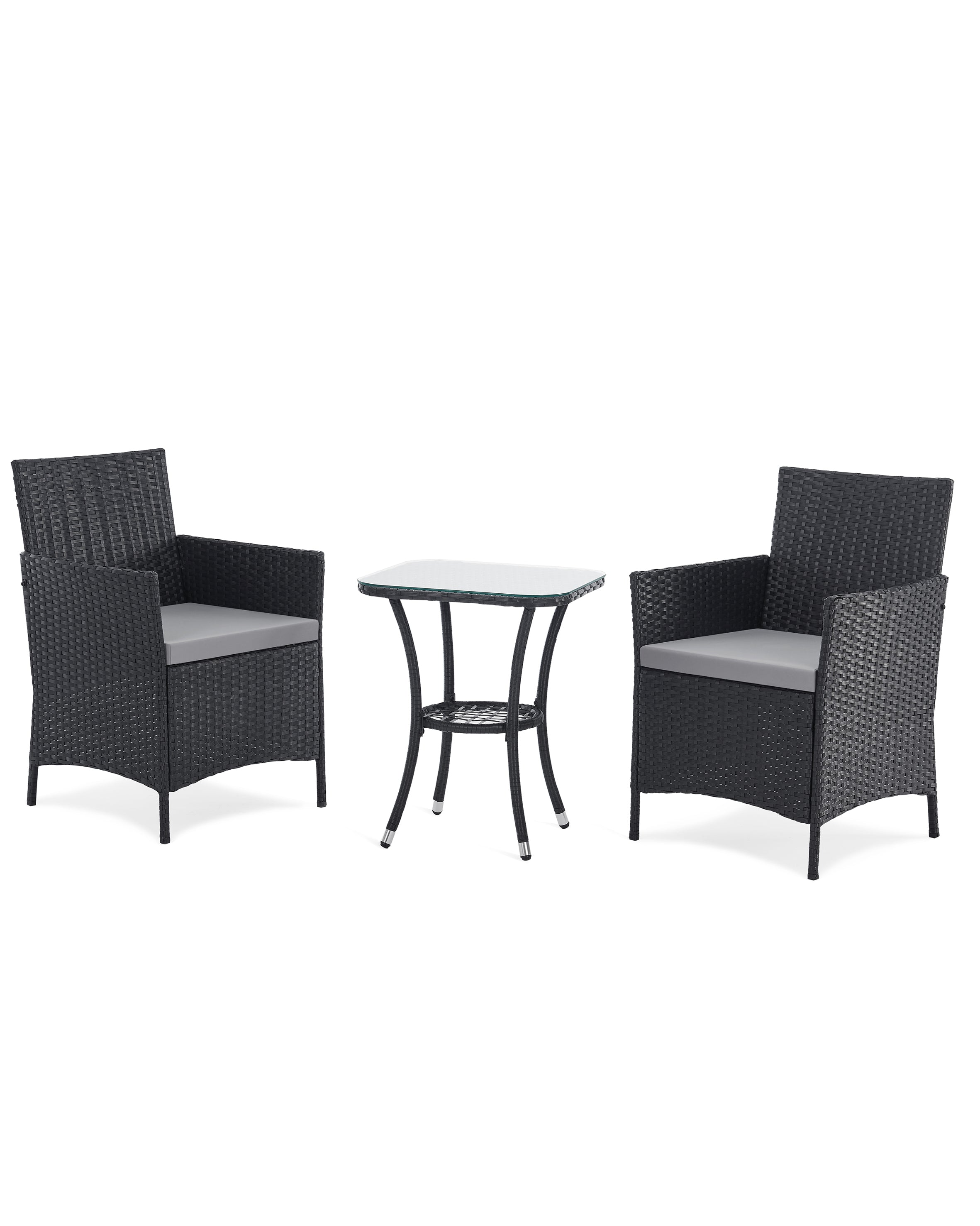 Black rattan 2 seater patio table and chairs