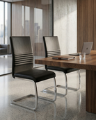 Black office chairs in a modern conference room