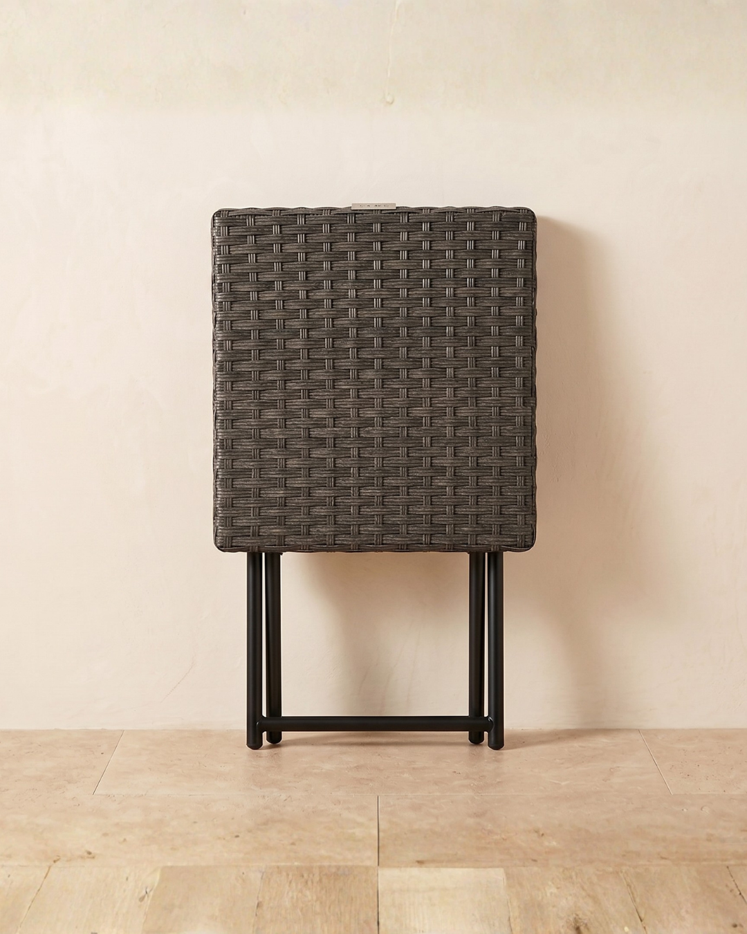 brown rattan folding table