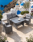 Grey rattan 4 seater dining set for outdoor use