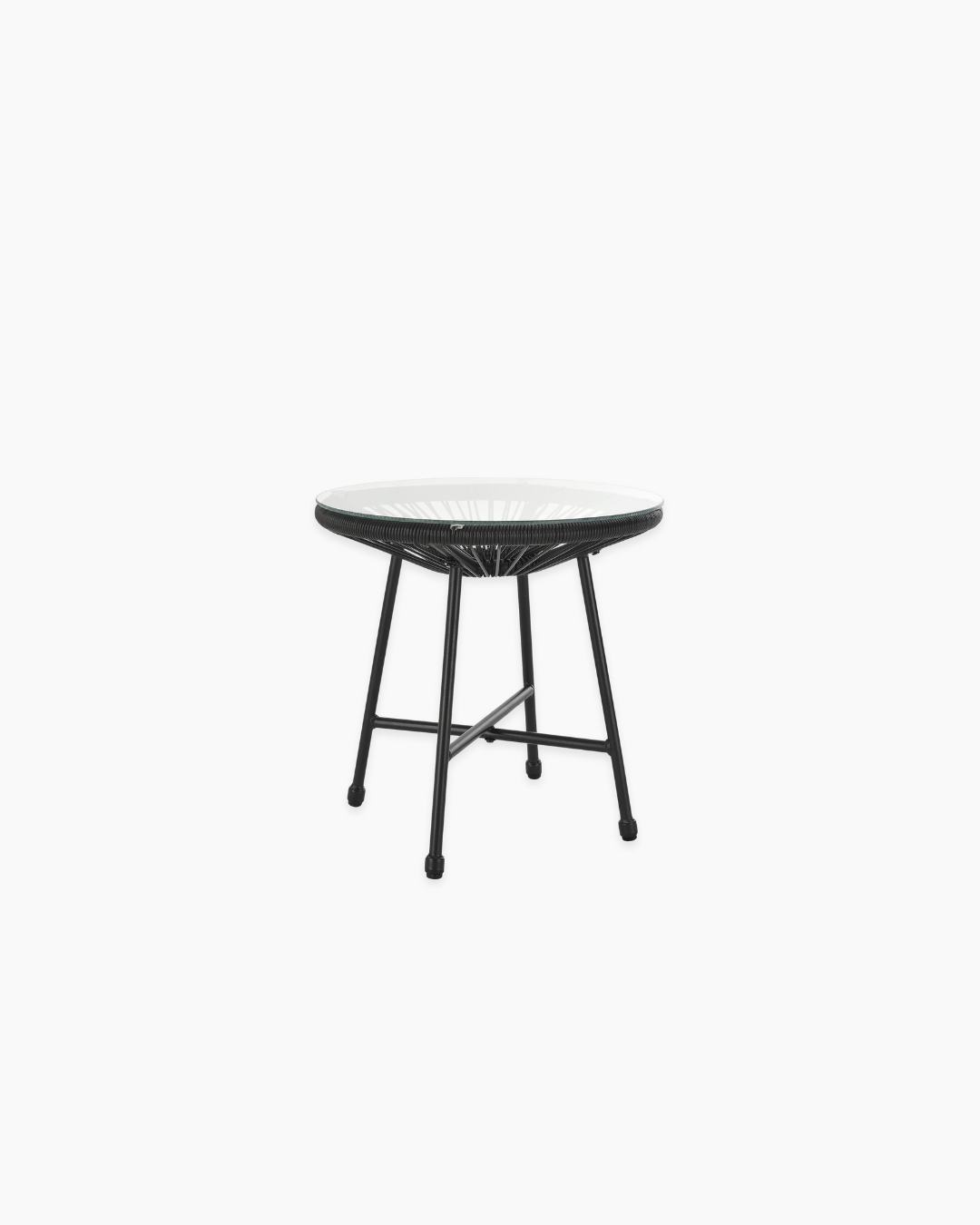 Small round outdoor table with a glass top