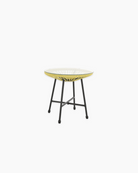 Small round outdoor table with a glass top