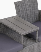 Grey rattan garden love seat with table