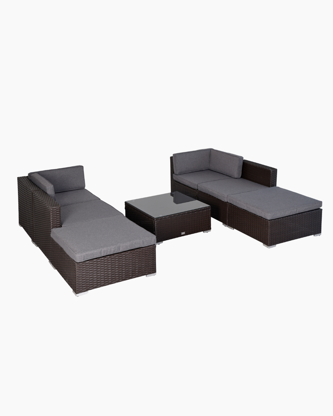 Modular brown rattan furniture
