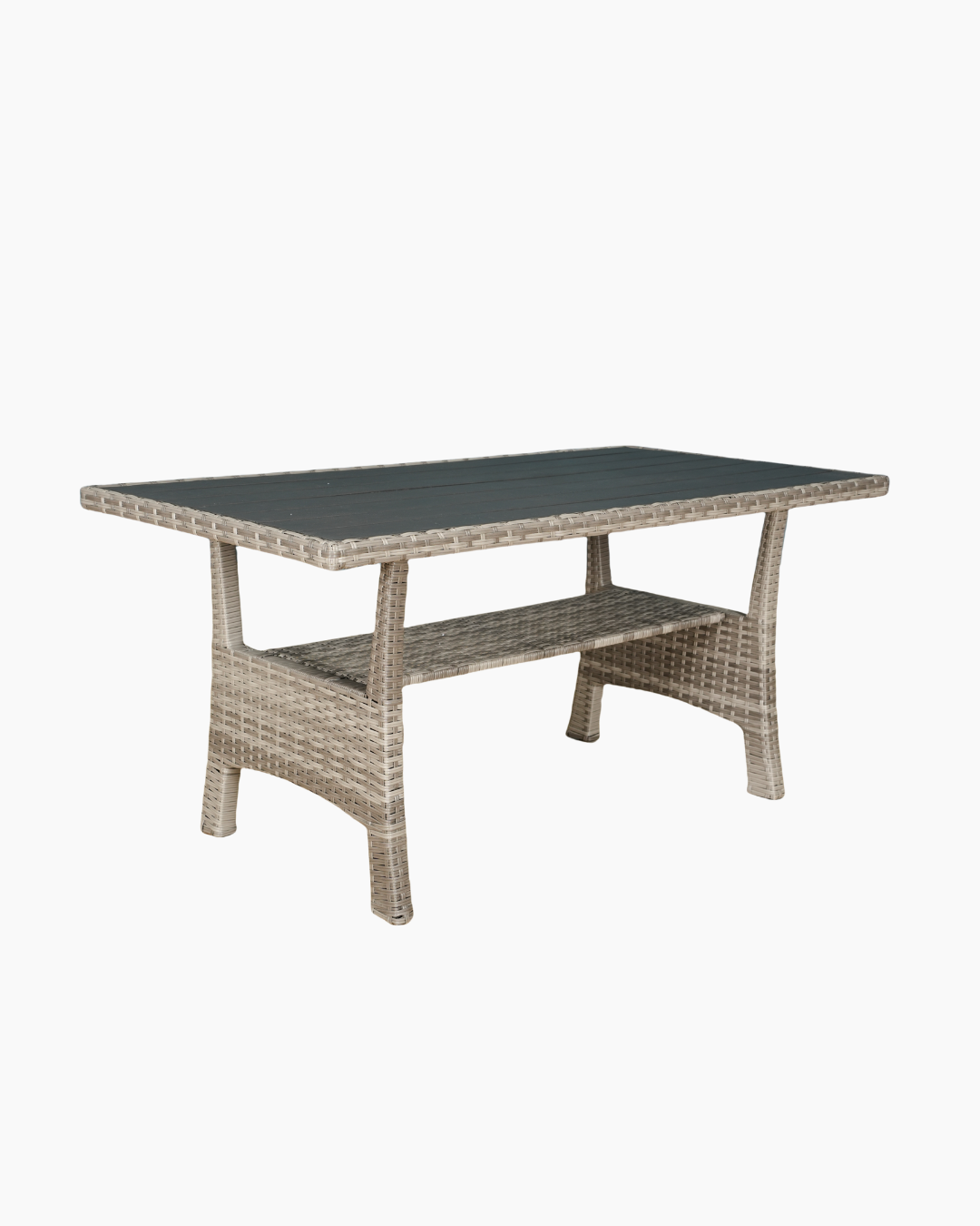 Rectangular outdoor table with wicker frame