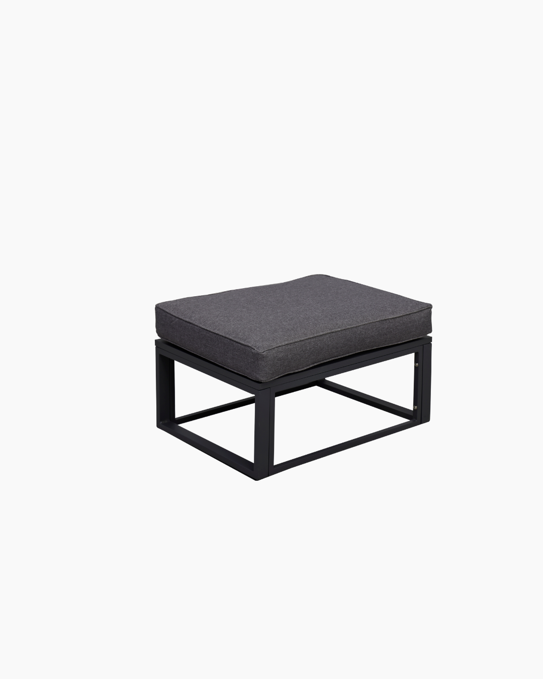 Black Aluminium Ottoman with a Grey Cushion 