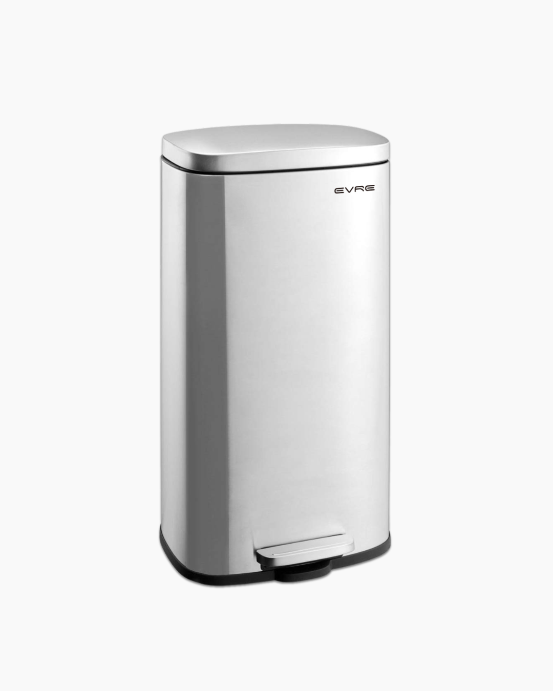 Silver stainless steel pedal bin with lid