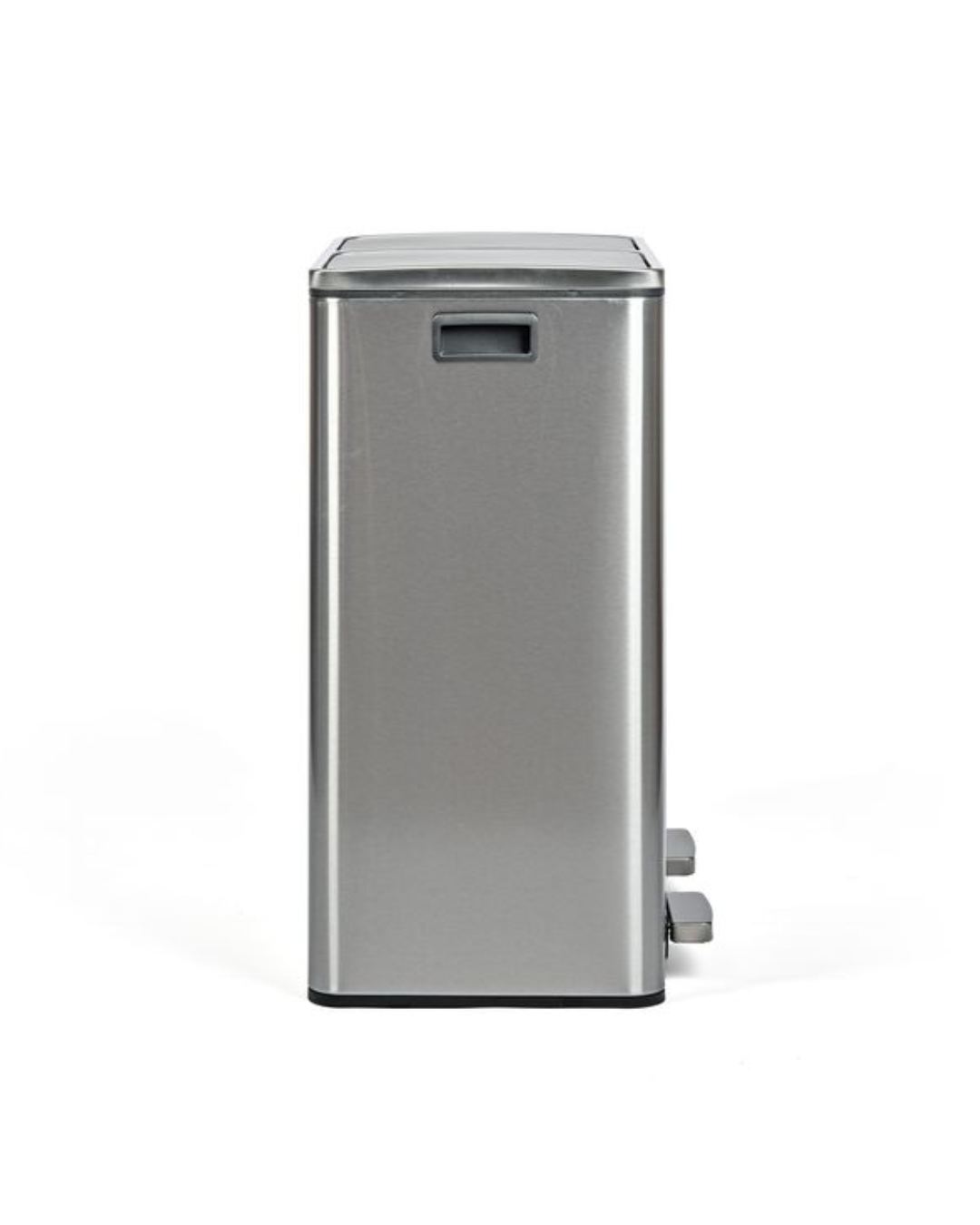 silver double stainless steel bin