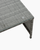 Grey wicker coffee table with tempered glass top