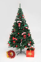 EVRE 4Ft Evergreen Artificial Christmas Tree decorated with ornaments on white background