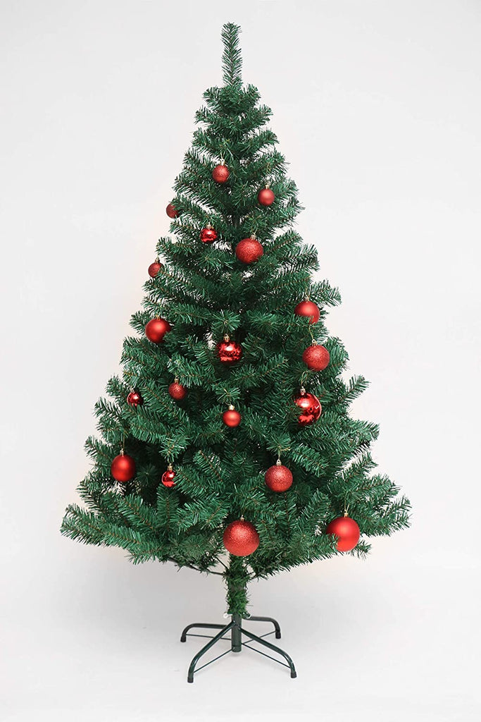 EVRE 5Ft Evergreen Artificial Christmas Tree decorated with baubles