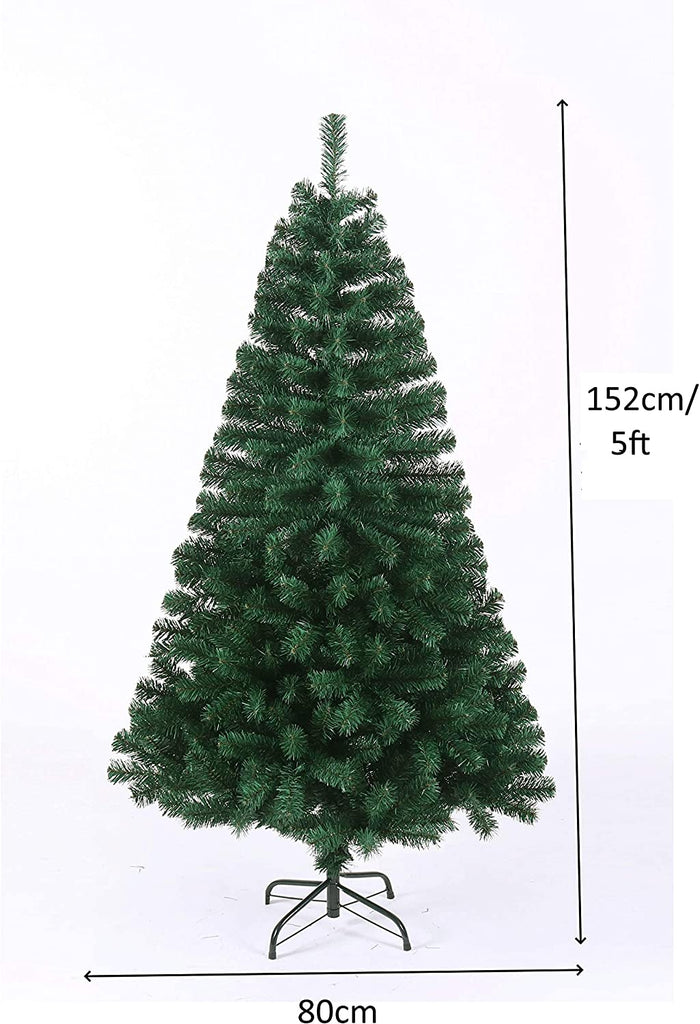 EVRE 5Ft Evergreen Artificial Christmas Tree dimensions in CM of height 152 and width 80