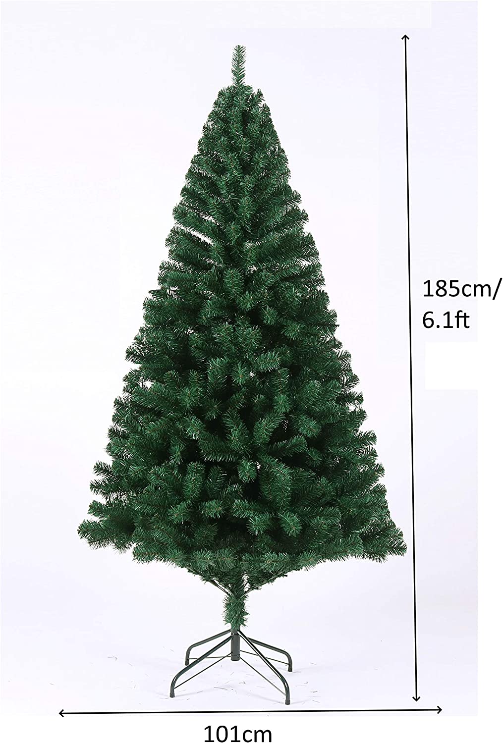 EVRE 6Ft Evergreen Artificial Christmas Tree dimensions in CM of height 185 and width 101