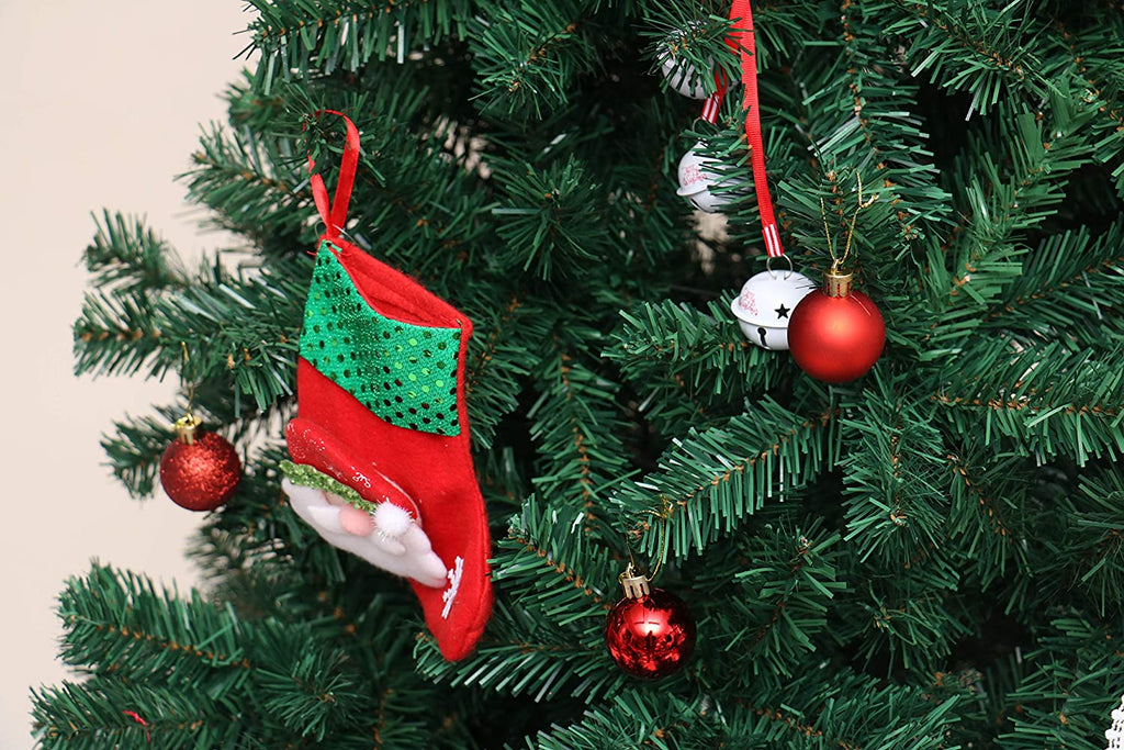 EVRE 7Ft Evergreen Artificial Christmas Tree close up of detailed fir tips and deocarations