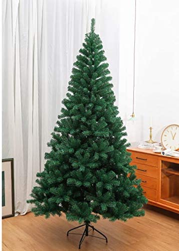 EVRE 8Ft Evergreen Artificial Christmas Tree in a living room backdrop