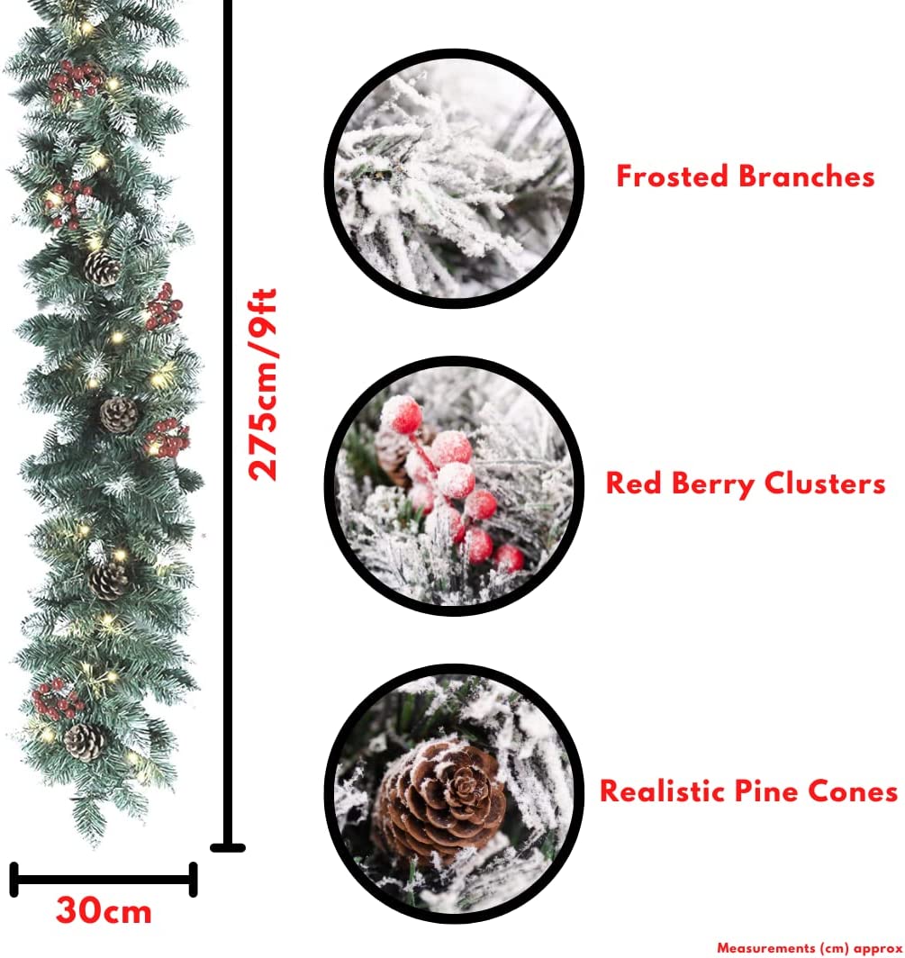 EVRE 9Ft Christmas Garland Features and dimensions