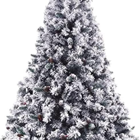 EVRE 5ft Snow Effect Pine and Berries Christmas Tree  on white background