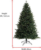 Evre Spruce 5Ft Christmas Tree on White Background showing dimensions