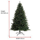 Evre Spruce 6Ft Christmas Tree on White Background showing dimensions