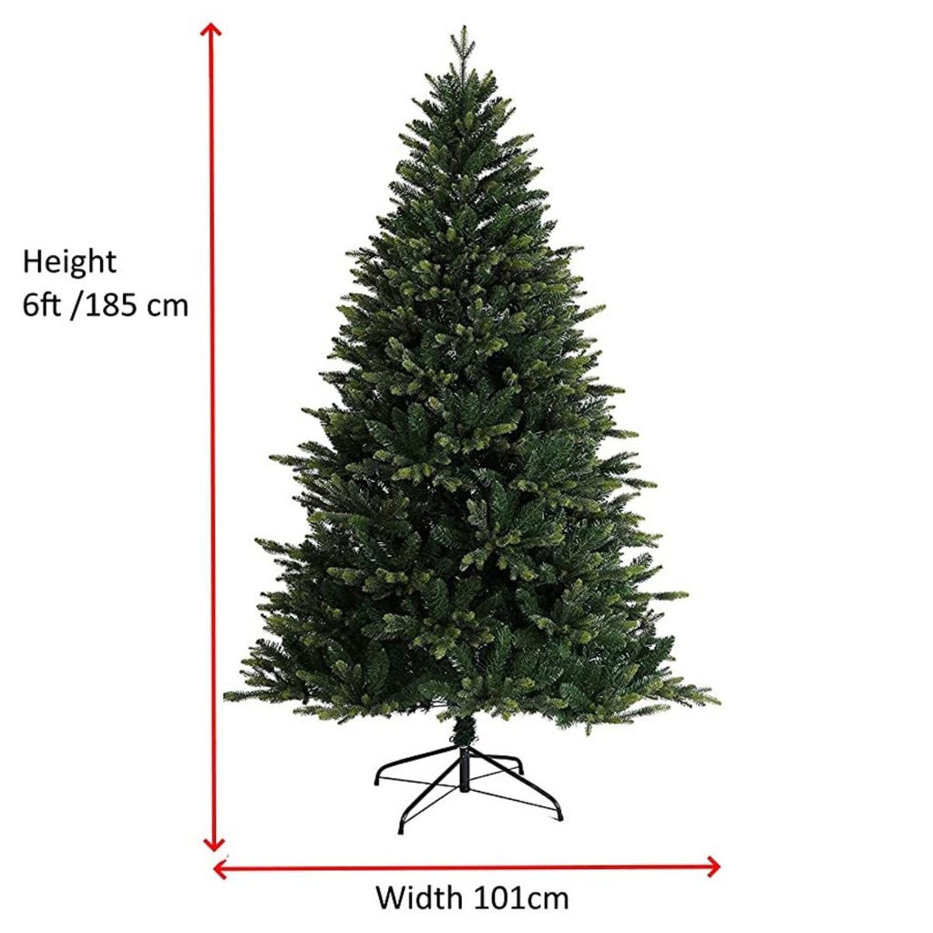 Evre Spruce 6Ft Christmas Tree on White Background showing dimensions