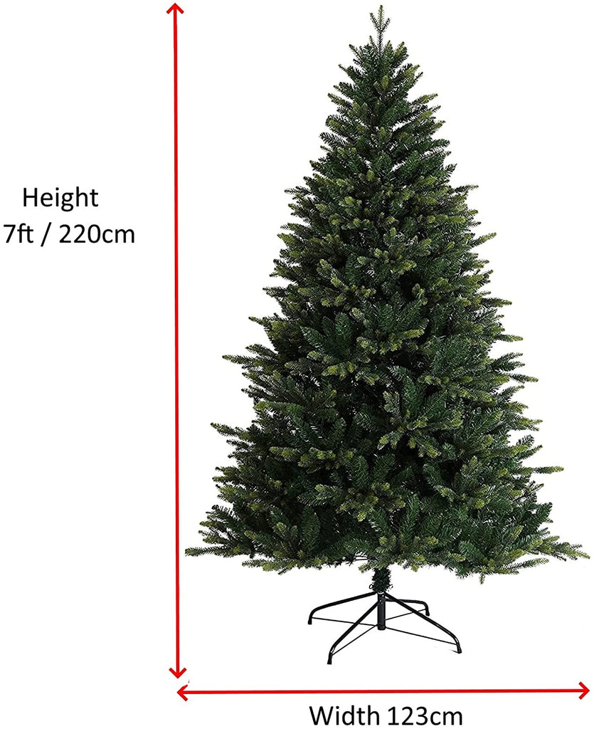 Evre Spruce 7Ft Christmas Tree on White Background showing dimensions
